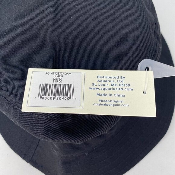 Original Penguin Bucket‎ Hat OSFM Cotton Black Summer Pool Beach Style $45 - Picture 8 of 8